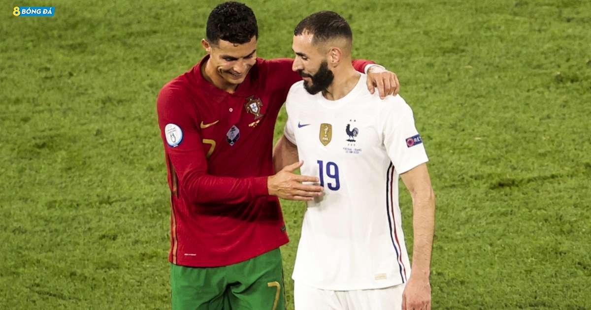 Ronaldo và Benzema vừa có cú đúp bàn thắng trong trận Pháp 2-2 Bồ Đào Nha