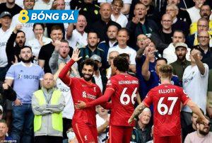 Mohamed Salah mừng bàn thắng thứ 100 tại Ngoại hạng Anh