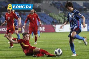 Việt Nam vs Nhật Bản trong trận đấu thứ hai bảng C của AFC Cup nữ 2022 tại Ấn Độ. Việt Nam thua cách biệt 3 bàn.