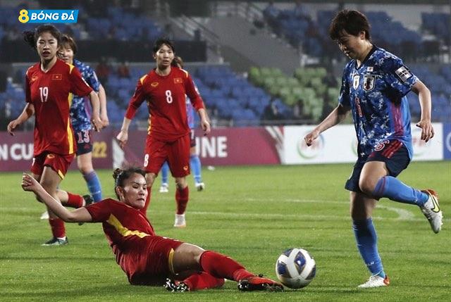 Việt Nam vs Nhật Bản trong trận đấu thứ hai bảng C của AFC Cup nữ 2022 tại Ấn Độ. Việt Nam thua cách biệt 3 bàn.